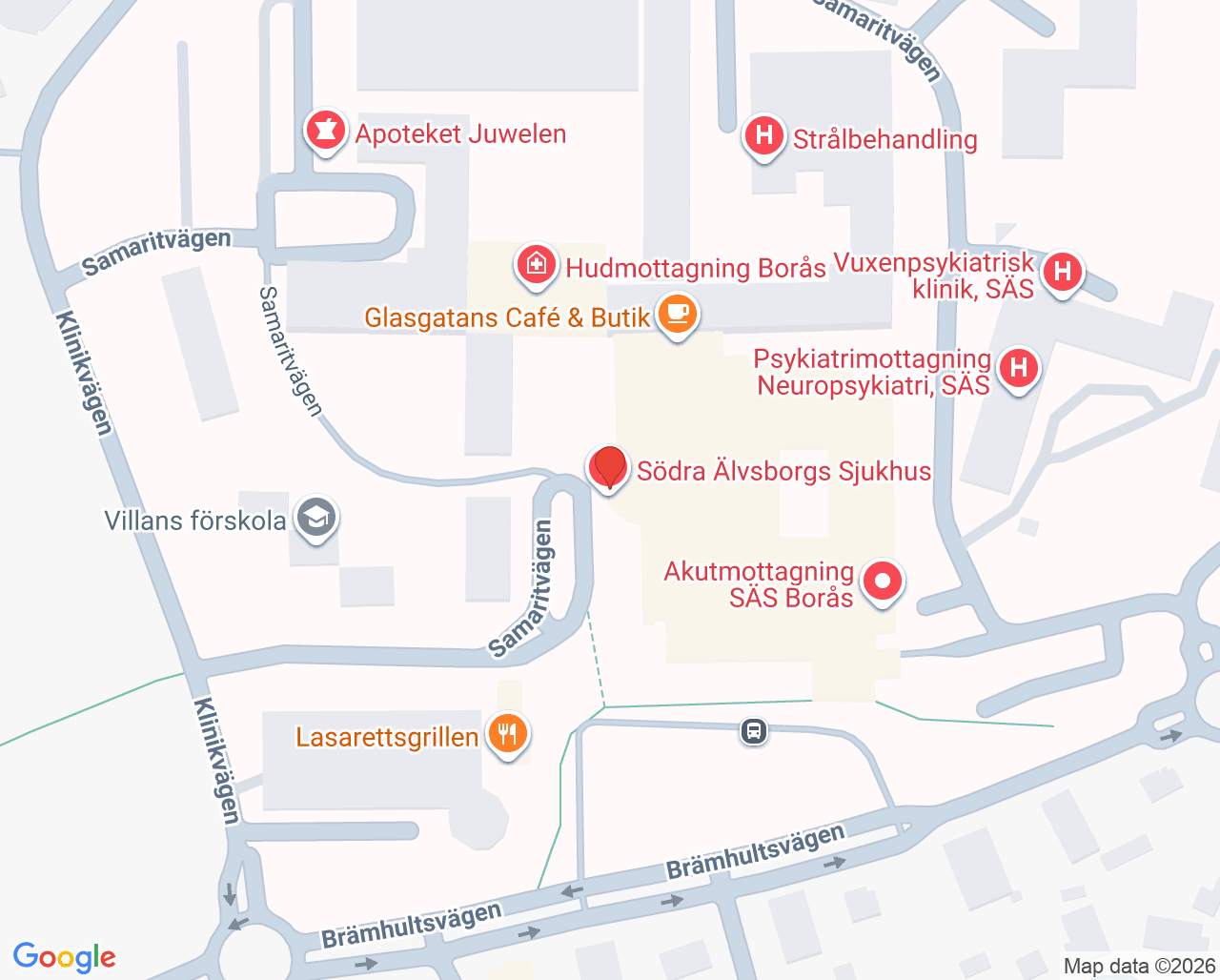 Karta till Medicinavdelning, Borås