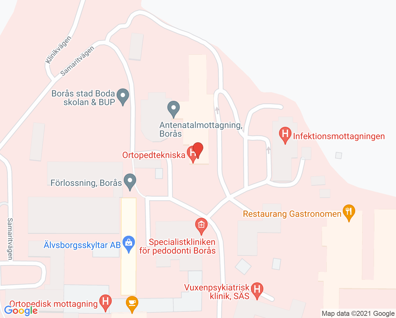 Karta till Ortopedteknik Borås, Borås