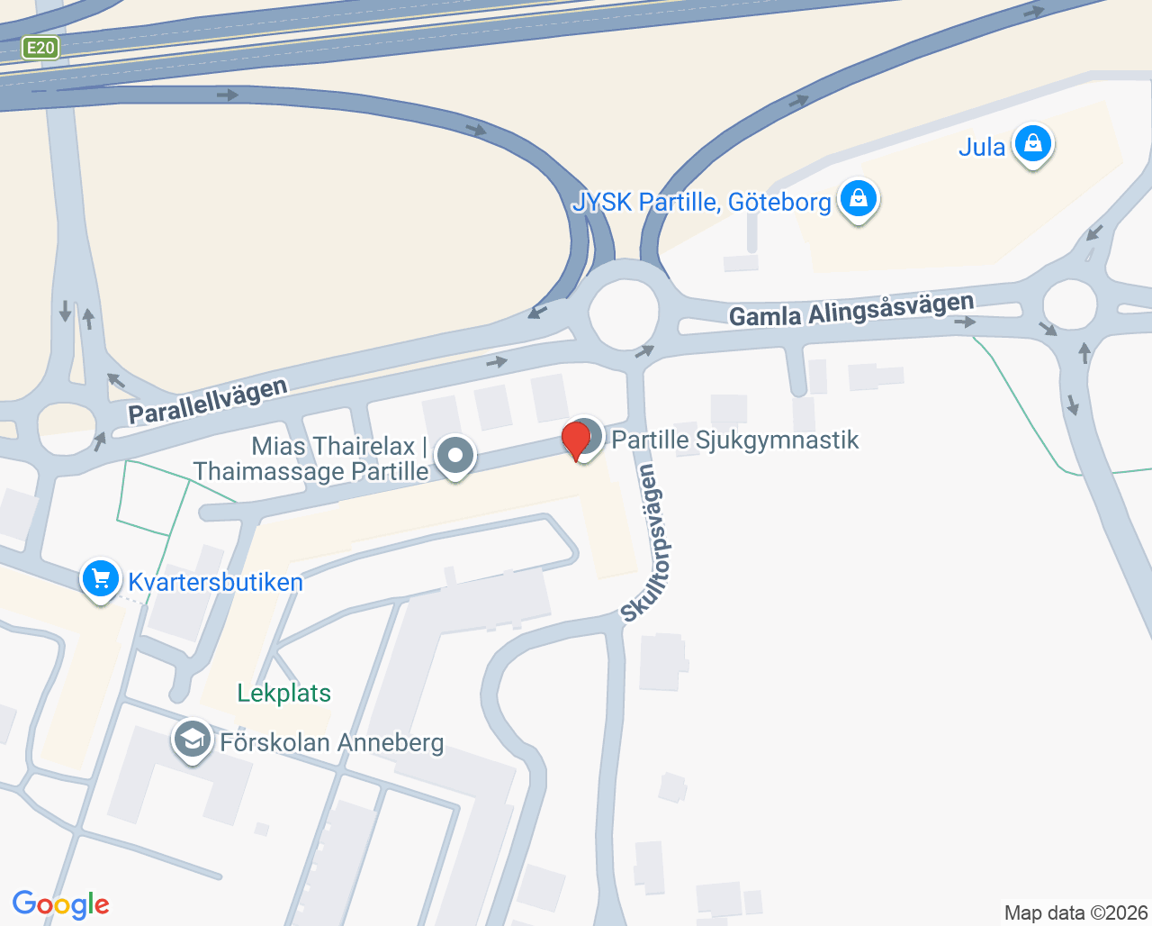 Karta till Partille sjukgymnastik