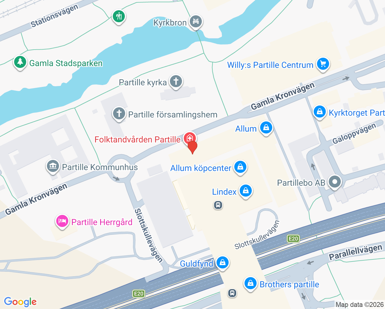 Karta till Distriktstandvården Partille, Partille