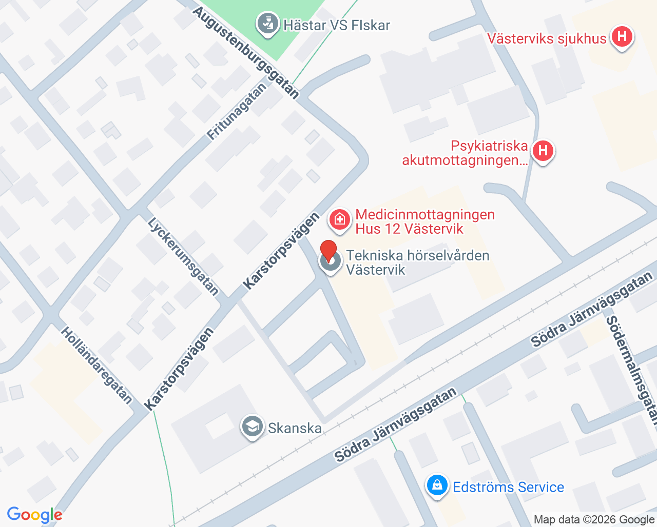 Karta till Dietistmottagningen Västervik