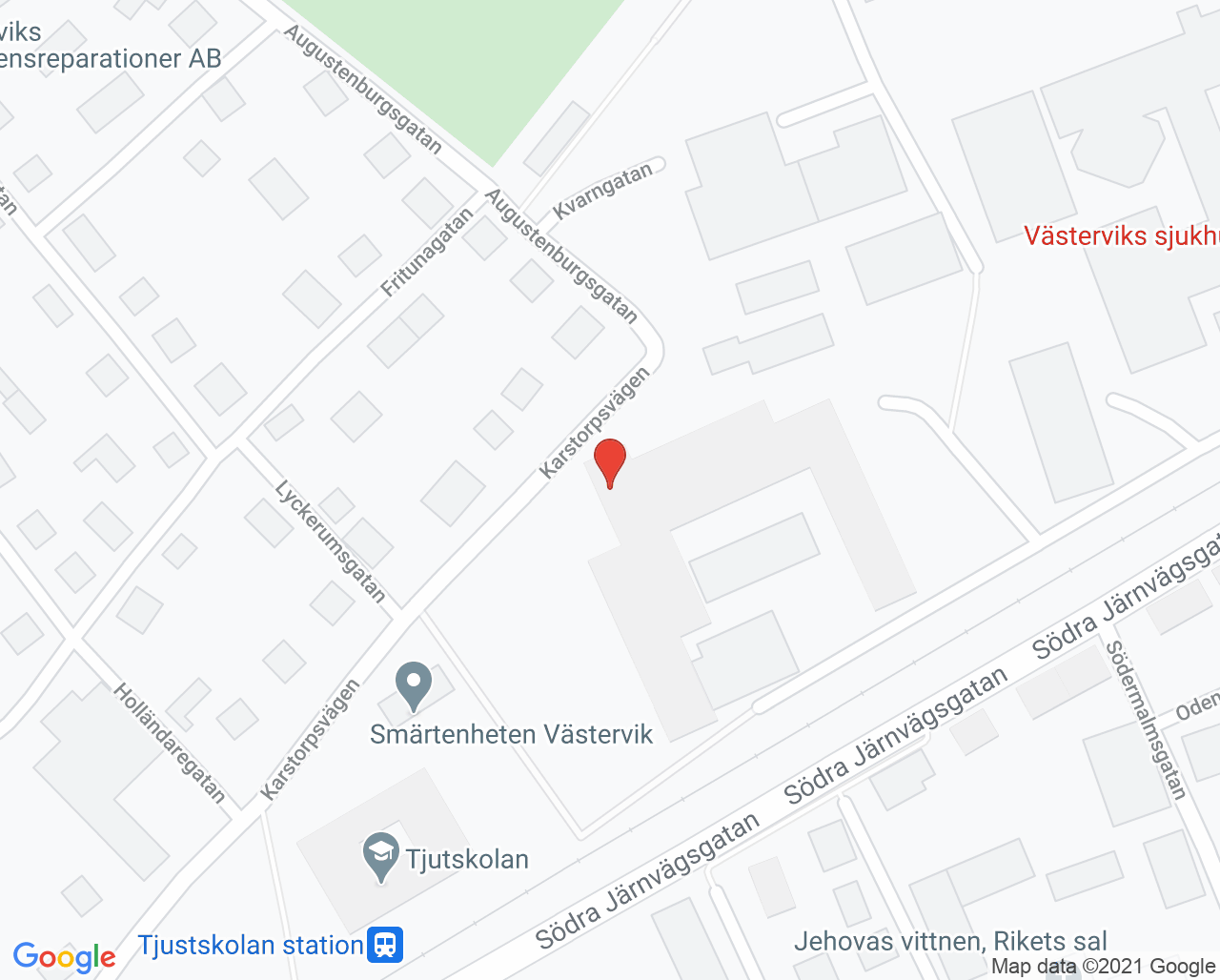 Karta till Onkologiska dagvården Västervik
