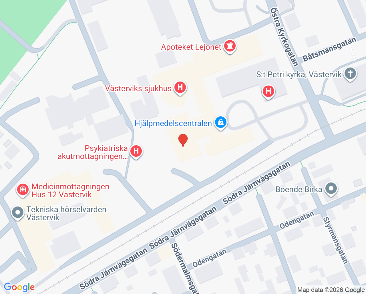Karta till Medicinavdelning 6 Västervik