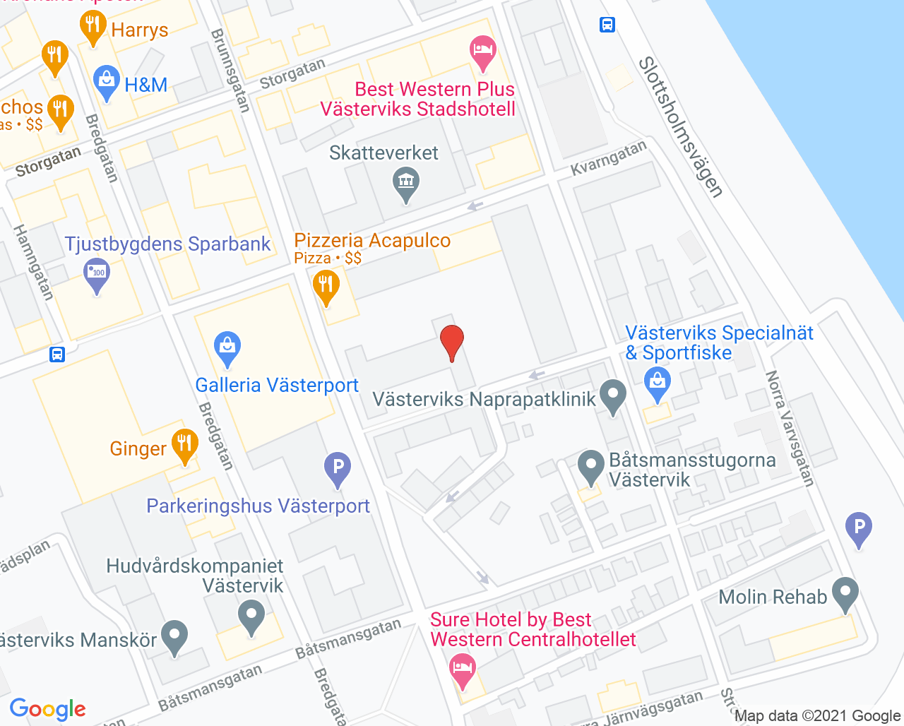 Karta till Ätstörningsmottagningen Västervik