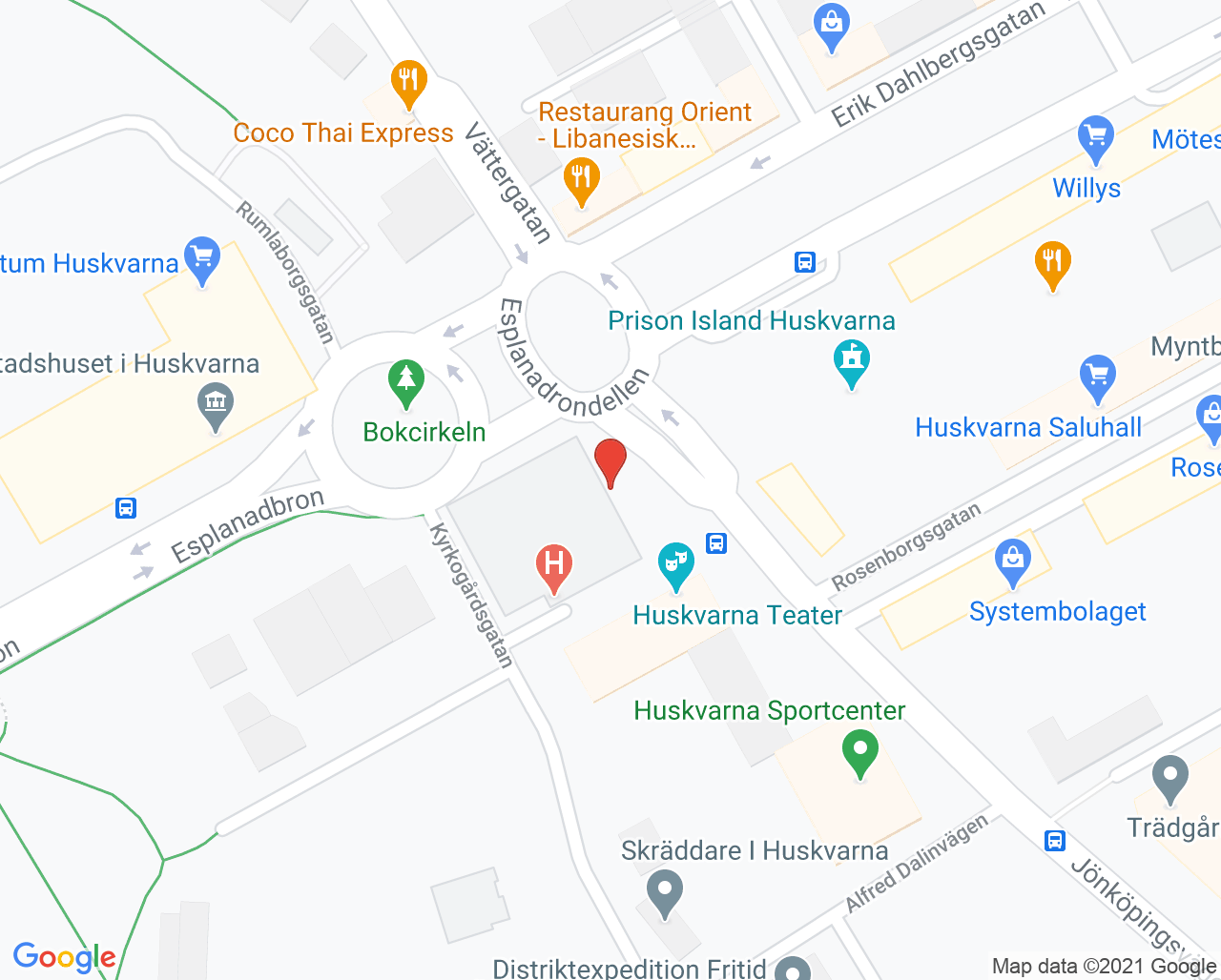 Karta till Bra Liv Rosenhälsan vårdcentral, Huskvarna
