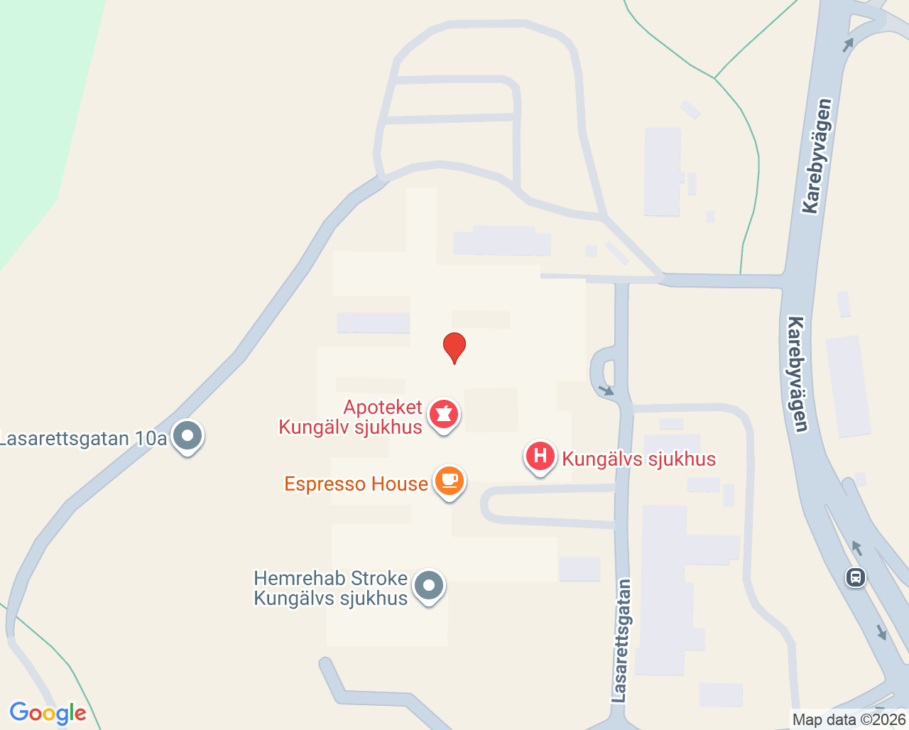 Karta till Kungälvs Sjukhus, Kungälv