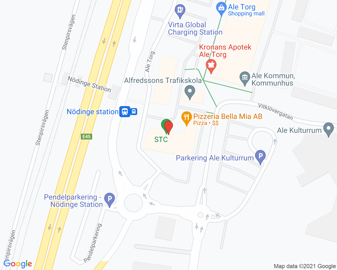 Karta till Ale Rehabklinik, Nödinge