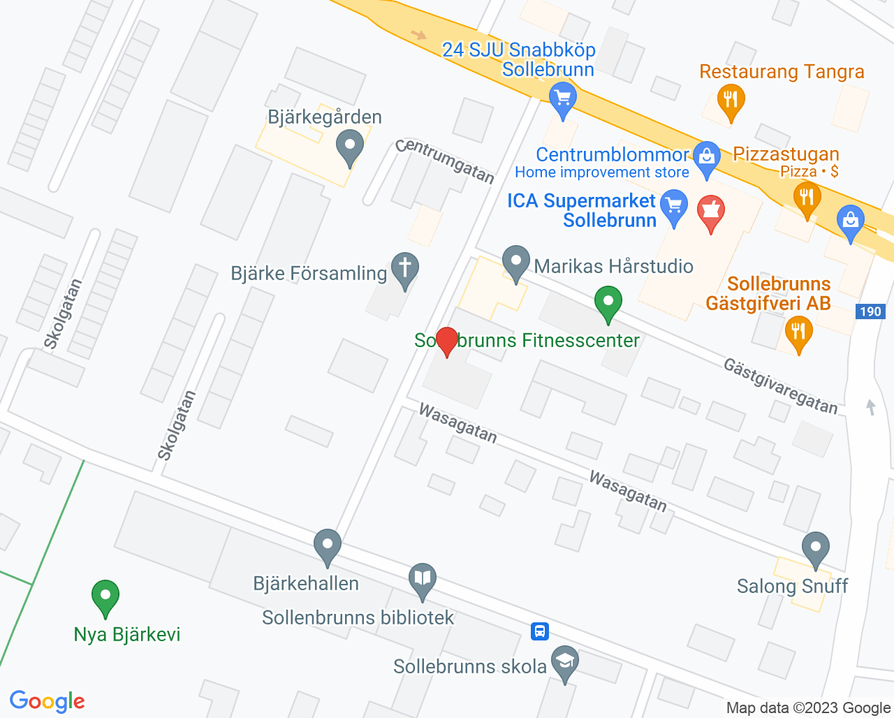 Karta till Närhälsan Sollebrunn rehabmottagning, Sollebrunn