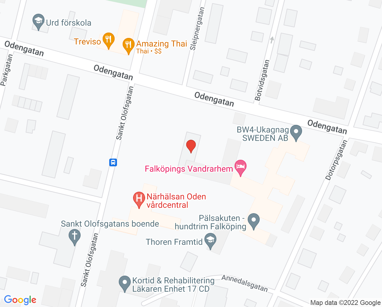 Karta till Bräcke Rehabmottagning Falköping, Falköping