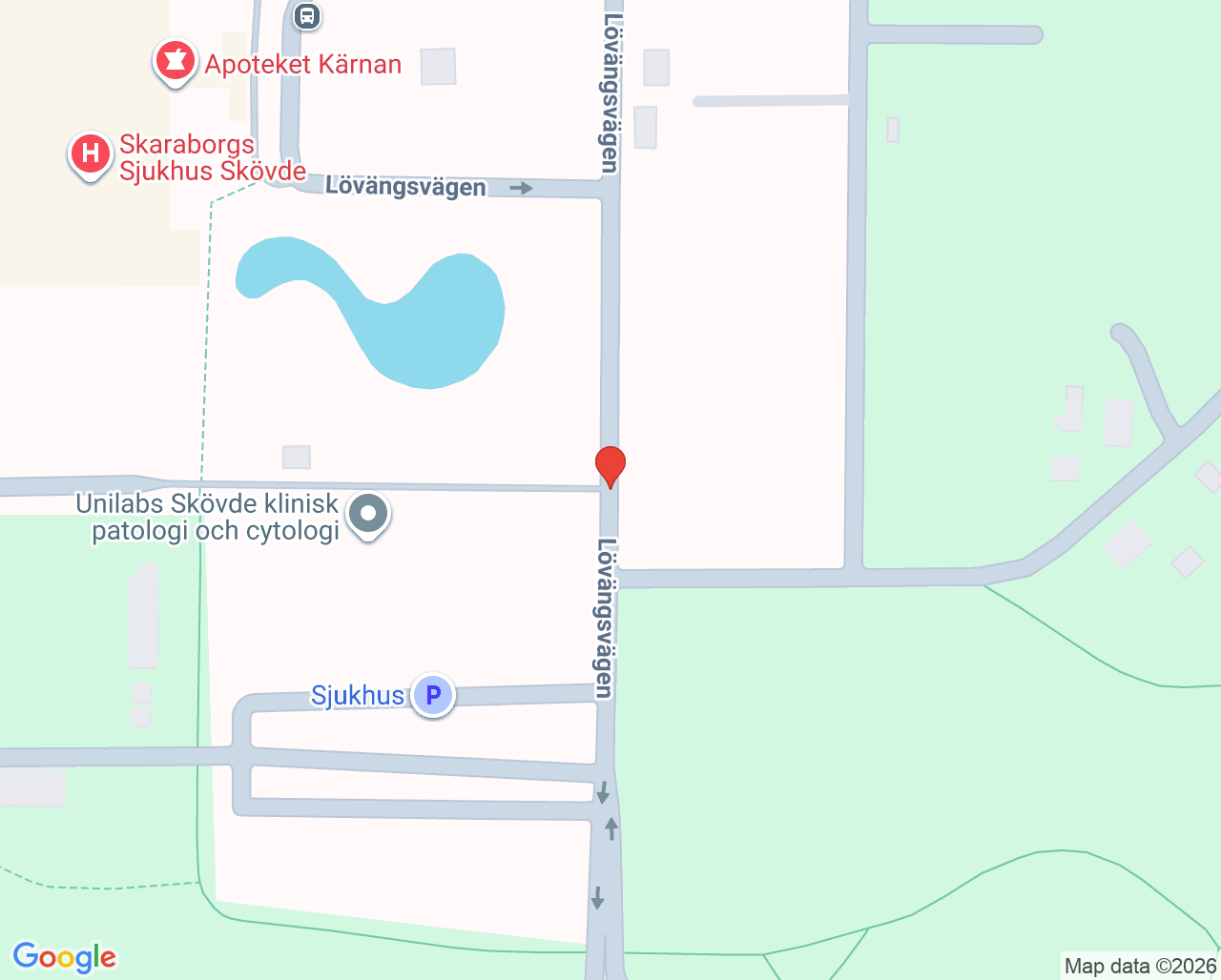 Karta till Skaraborgs Sjukhus Skövde