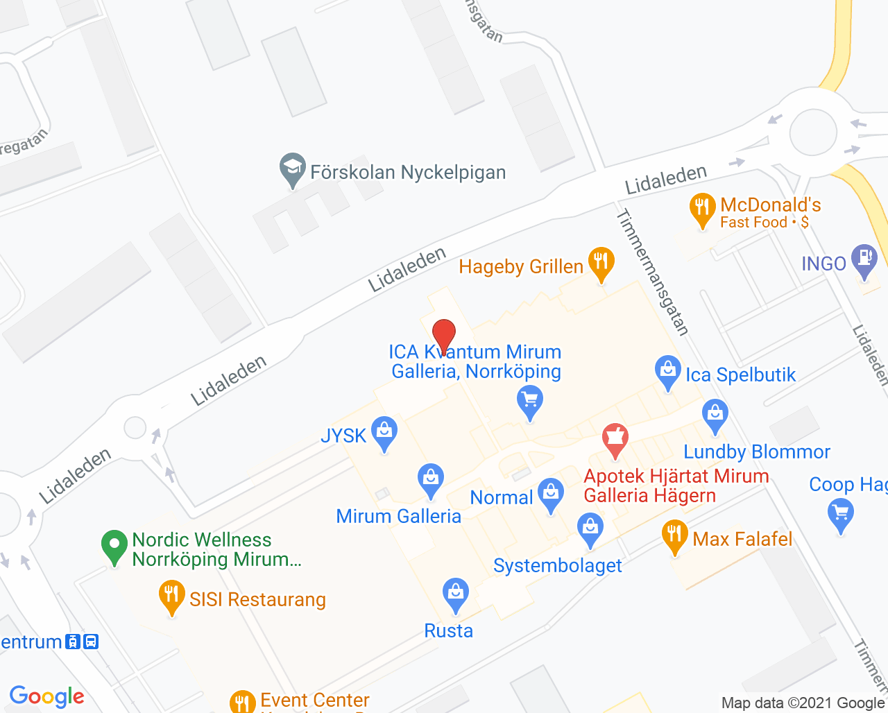 Karta till Doktor.se Vårdcentralen Mirum, Norrköping