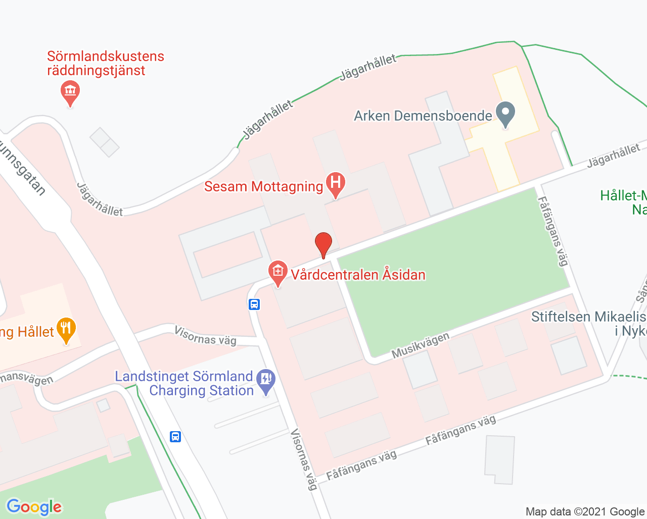 Karta till Beroendemottagningen Nyköpings lasarett, Nyköping