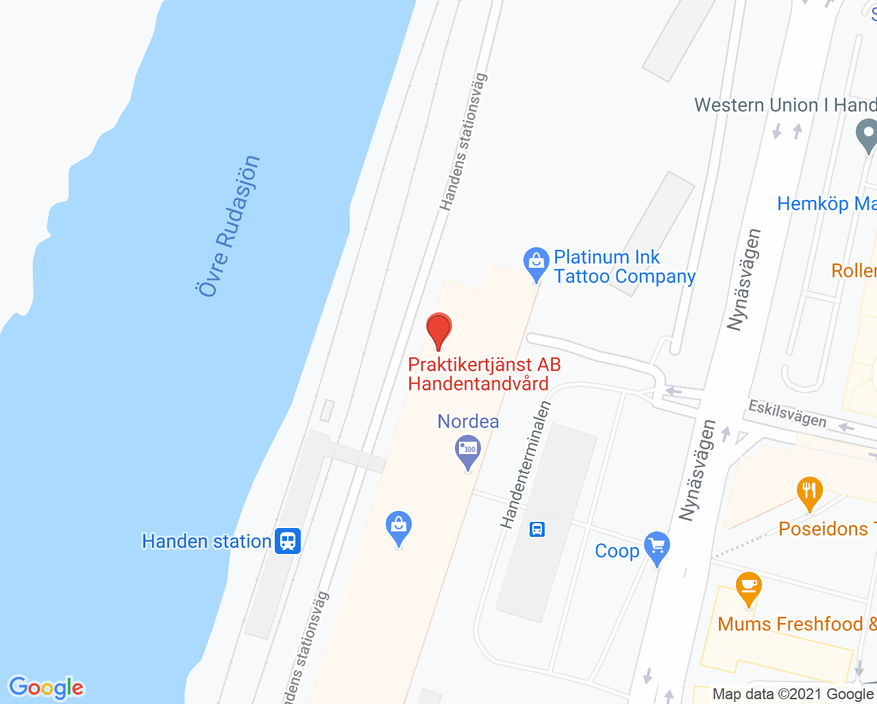 Karta till PRIMA barn och ungdomspsykiatri Handen