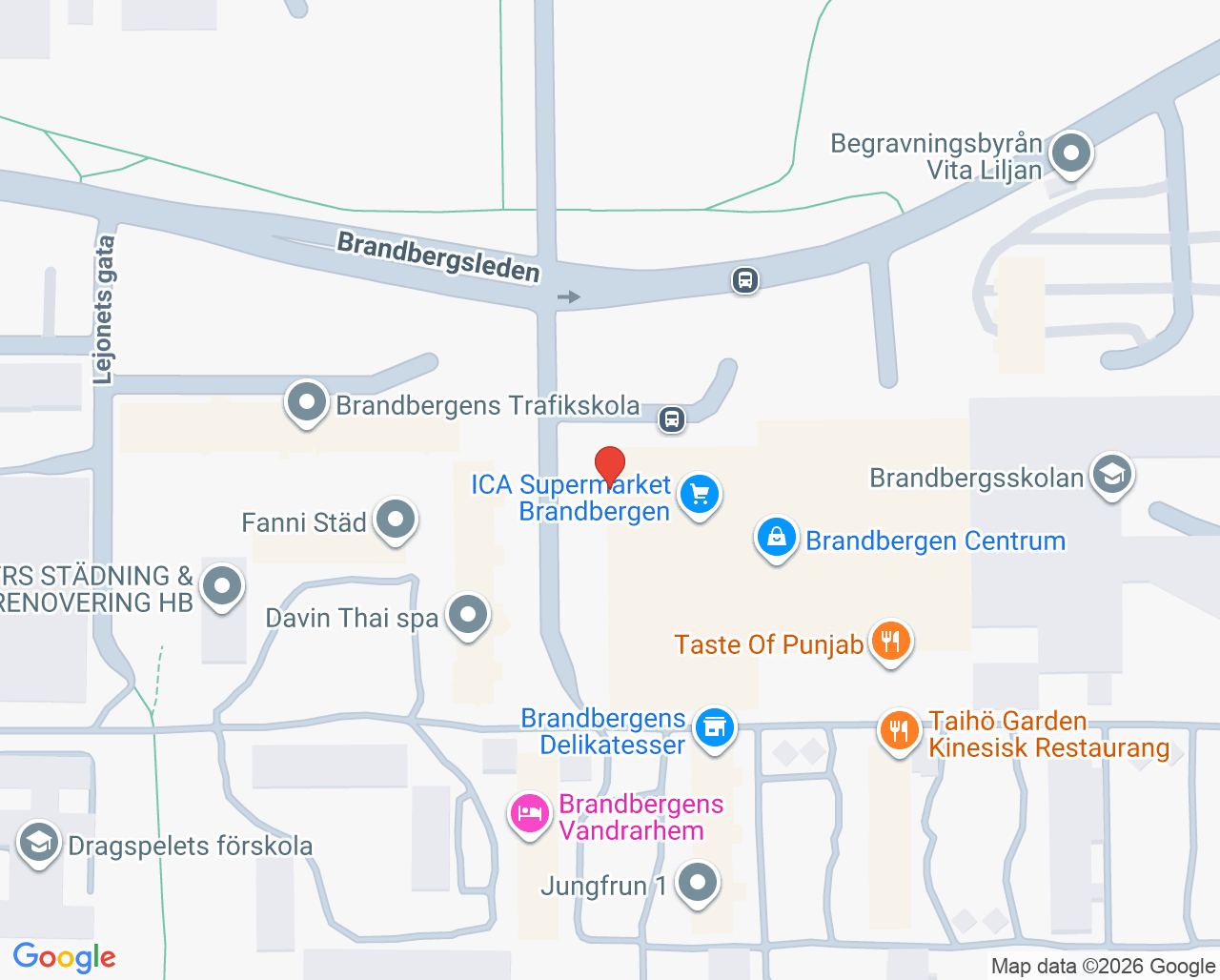 Karta till Brandbergens vårdcentral