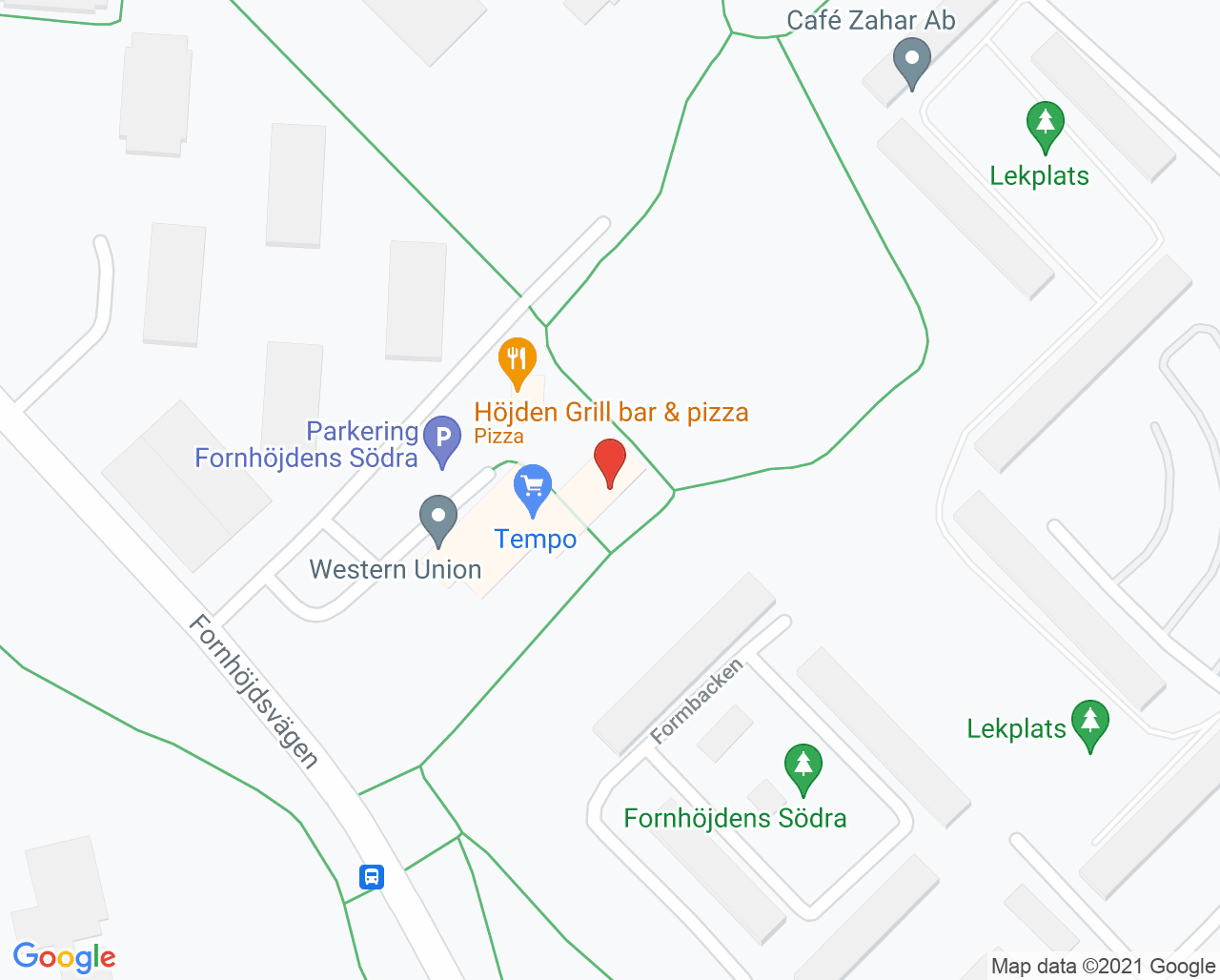 Karta till Fornhöjdens vårdcentrum, Södertälje