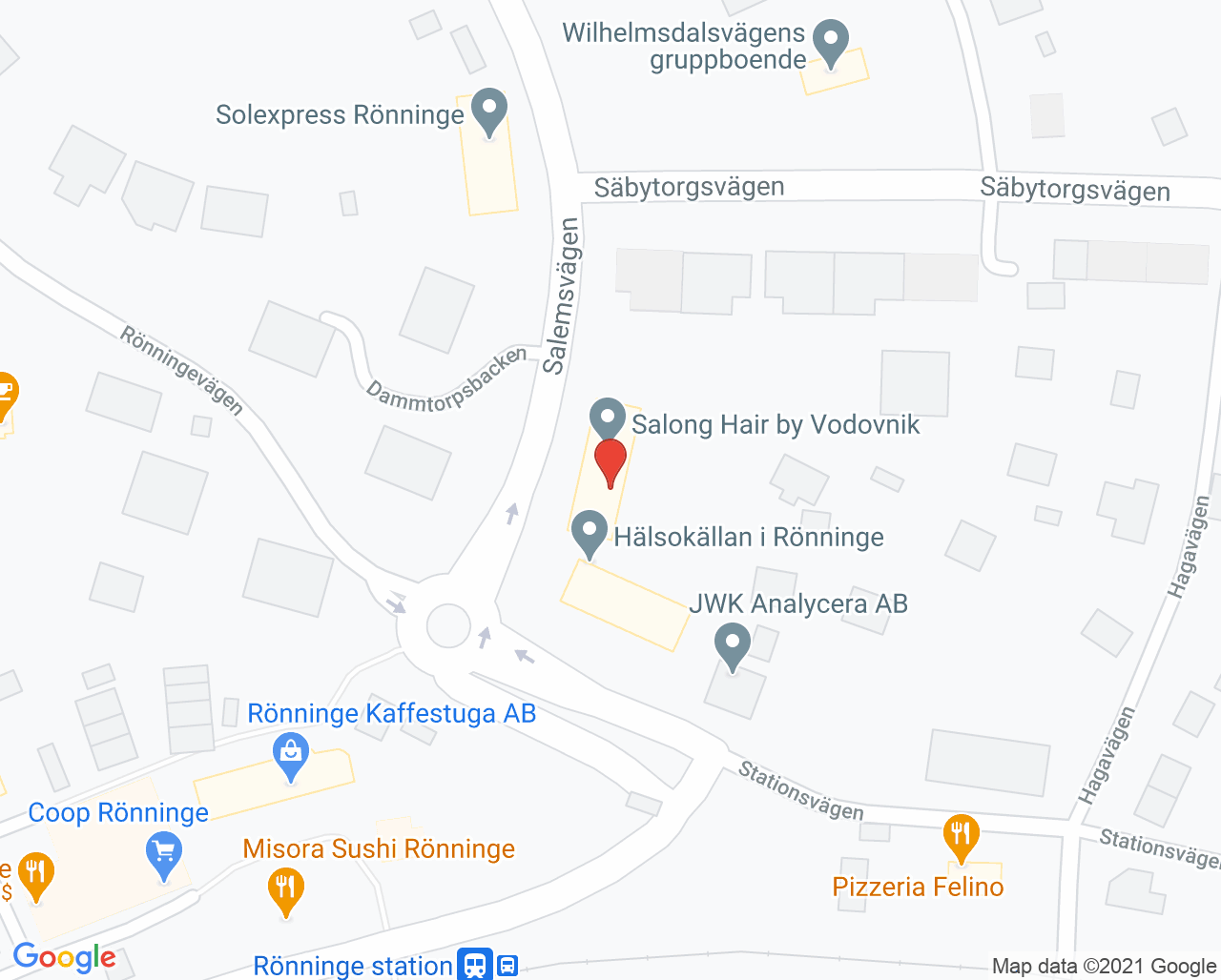 Karta till Naprapat Doktorerna, Rönninge