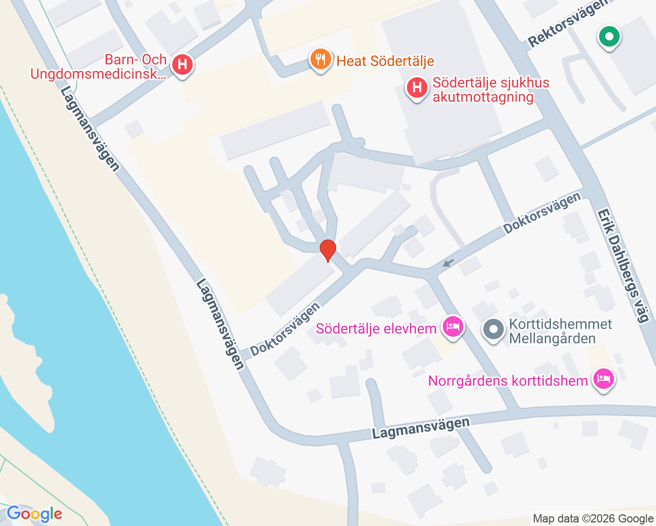 Karta till Avd K4 Palliativ vård, Södertälje sjukhus