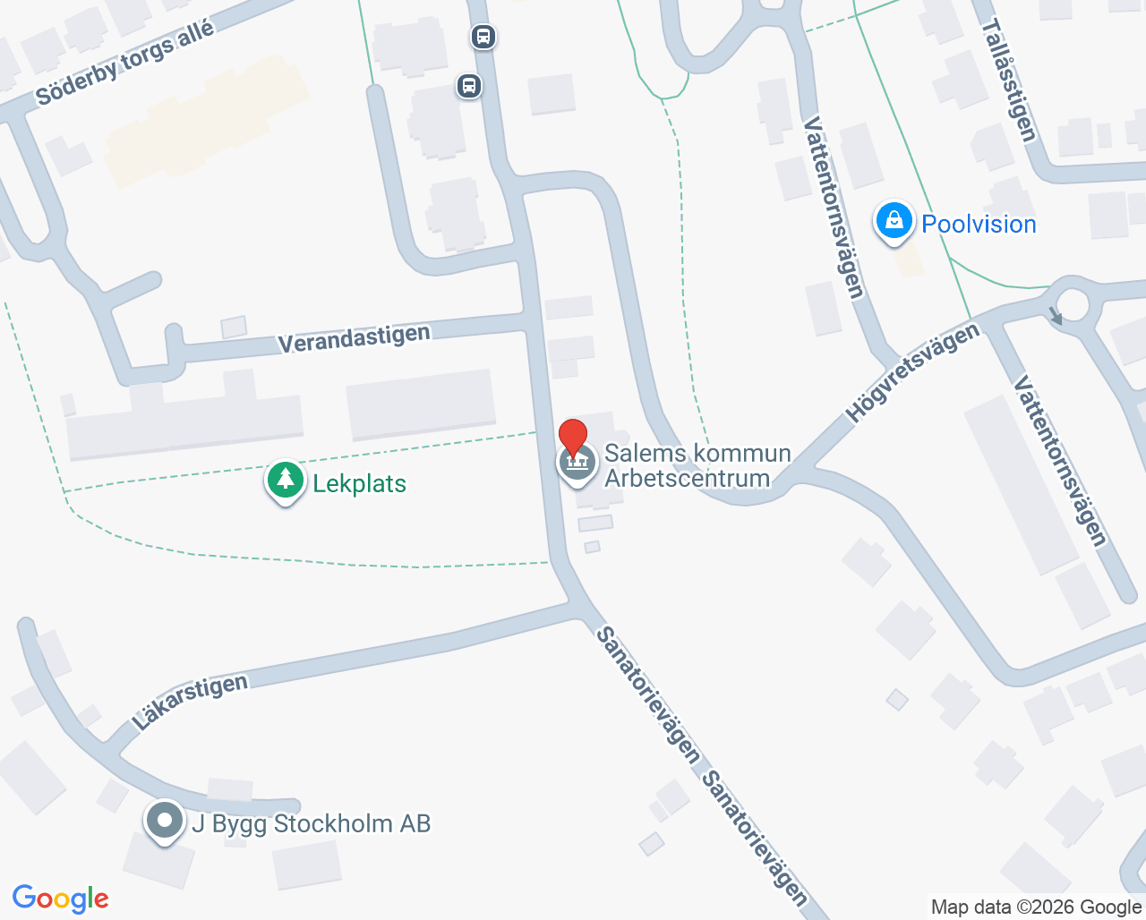 Karta till Salem-Nykvarns beroendemottagning, Beroendecentrum Stockholm