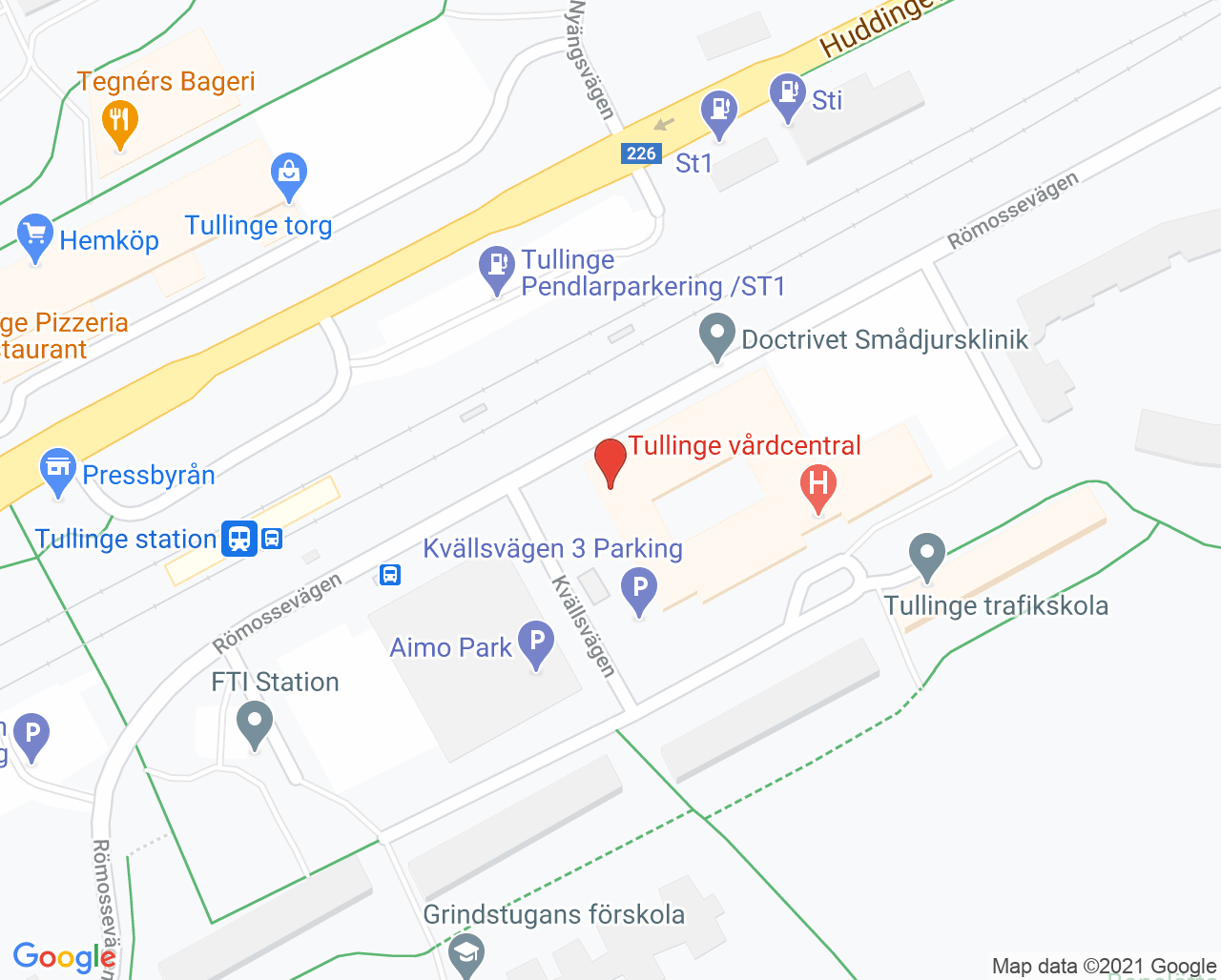 Karta till Folktandvården Tullinge, Botkyrka