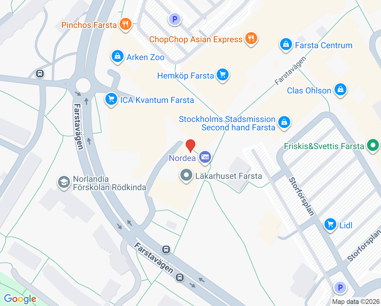 Karta till Tandläkare McKnight, Farsta