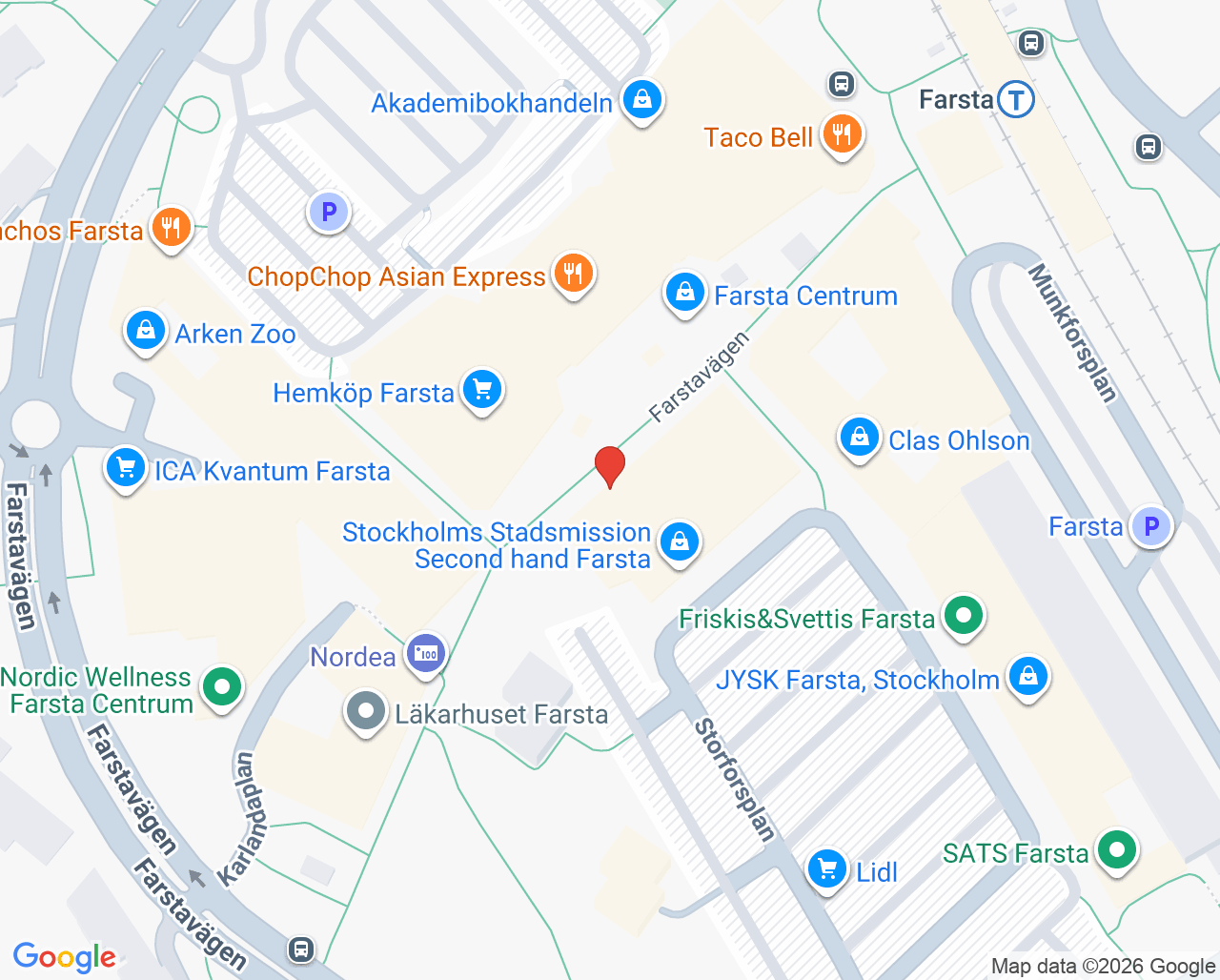 Karta till Aqua Dental Farsta