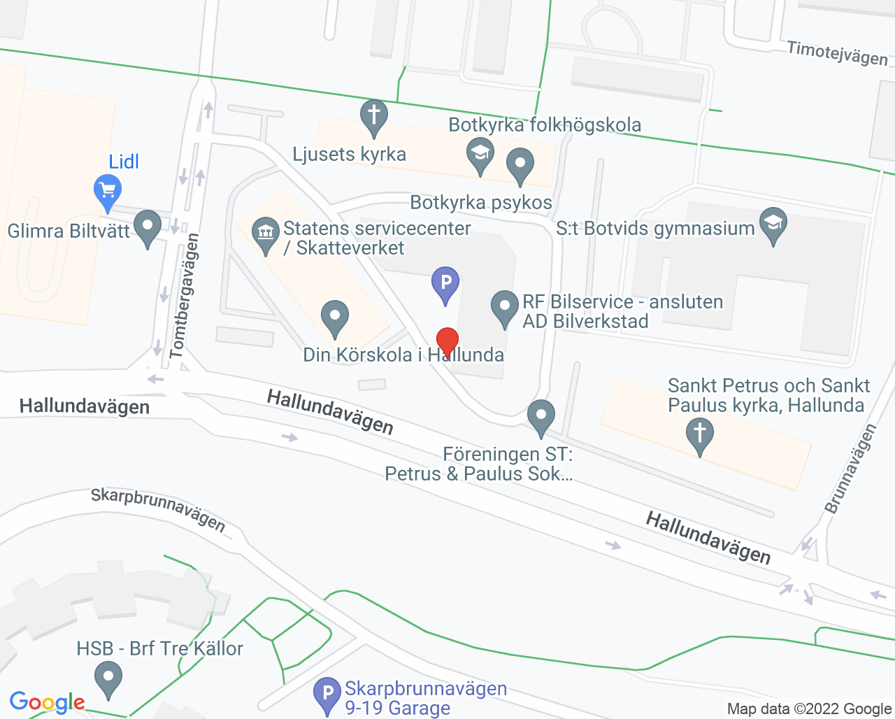Karta till Ros Care Vårdcentral, Norsborg