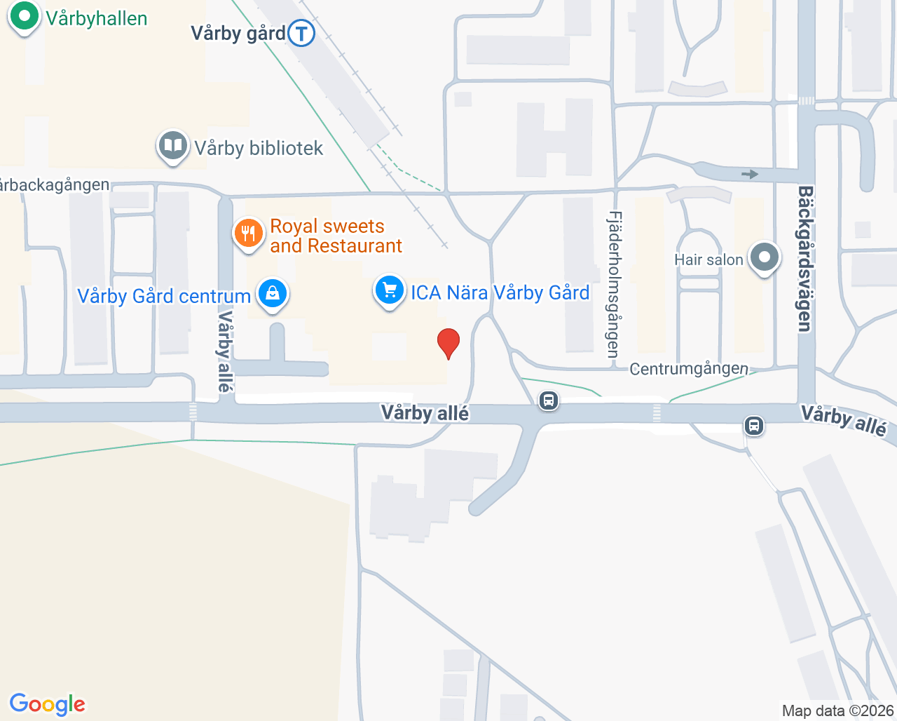 Karta till Vårby BVC, Vårby vårdcentral