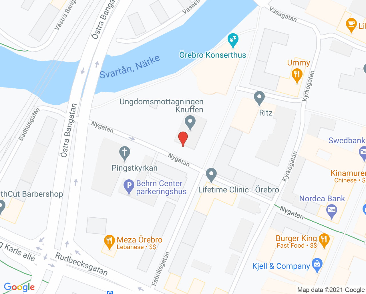 Karta till Ungdomsmottagningen Region Örebro län, Örebro län