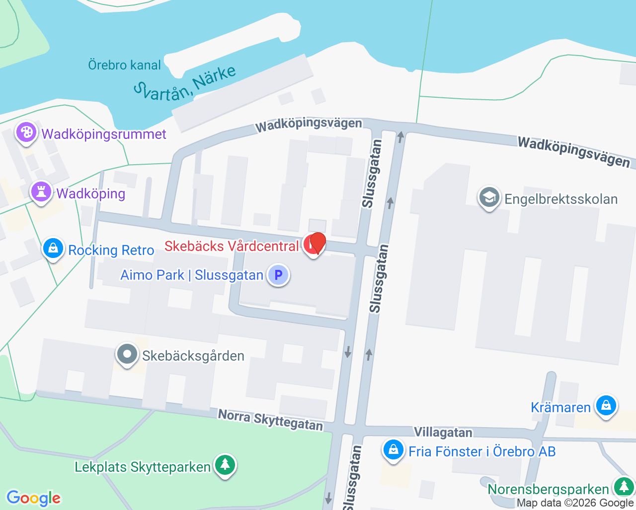 Karta till Vårdcentralsjouren Örebro