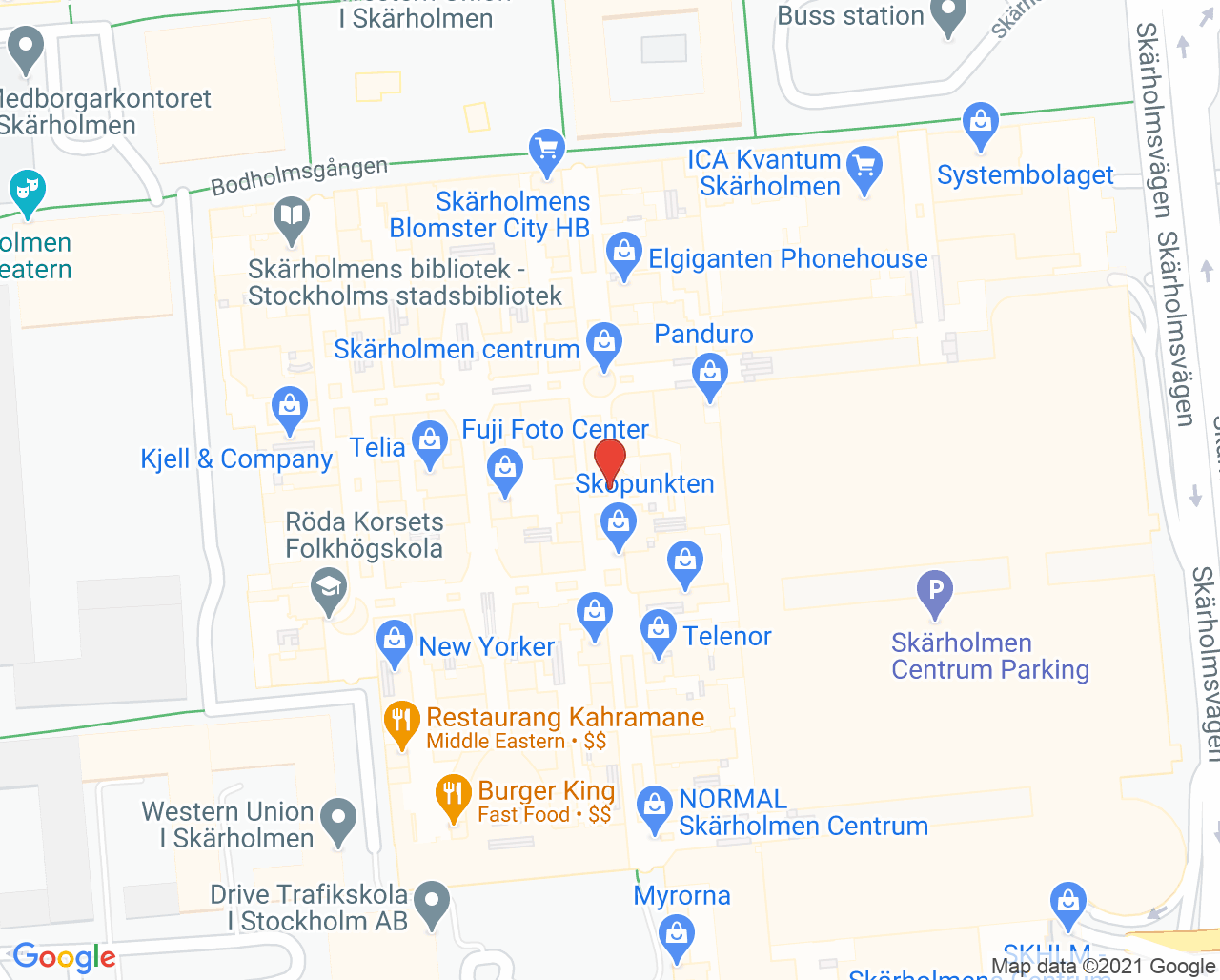 Karta till BUP Skärholmen
