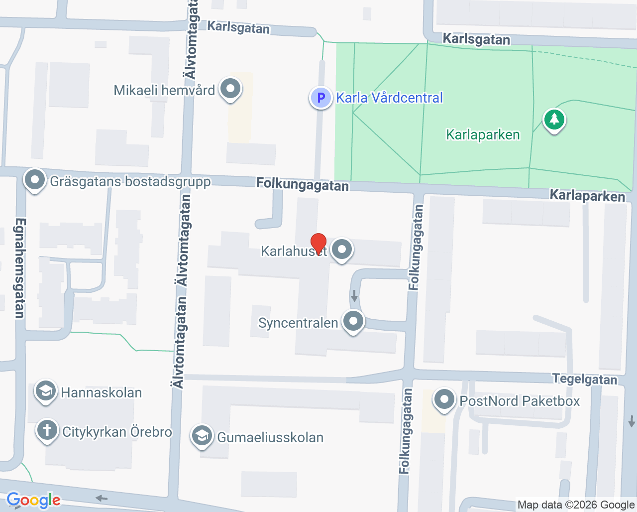 Karta till Vuxenhabiliteringen, Region Örebro län