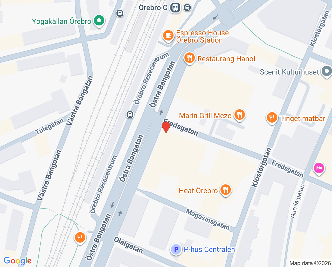 Karta till Mitt i Stan vårdcentral, Örebro