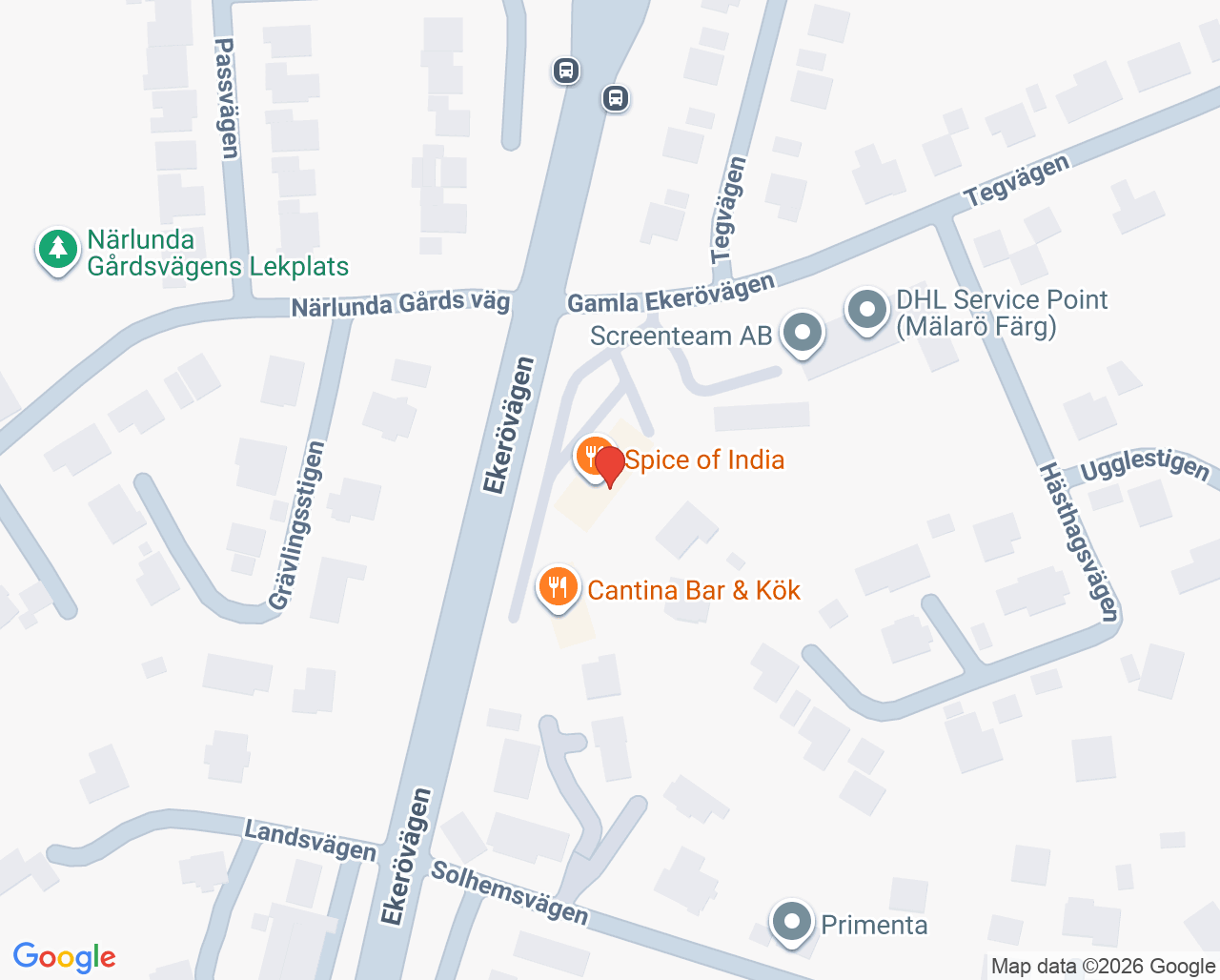 Karta till Synsam Ekerö