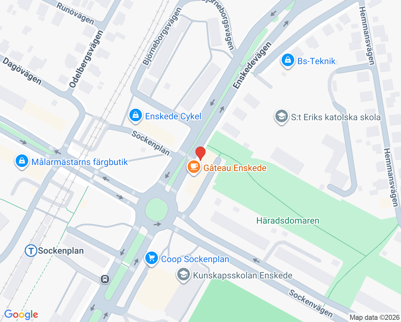 Karta till Tandhälsan Sockenplan, Enskede