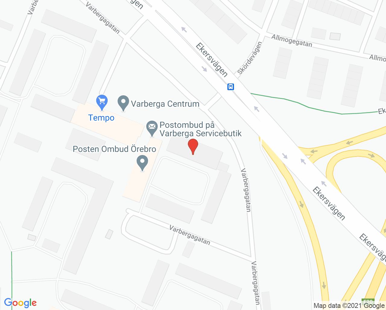 Karta till Barnavårdscentralen BVC Varberga vårdcentral