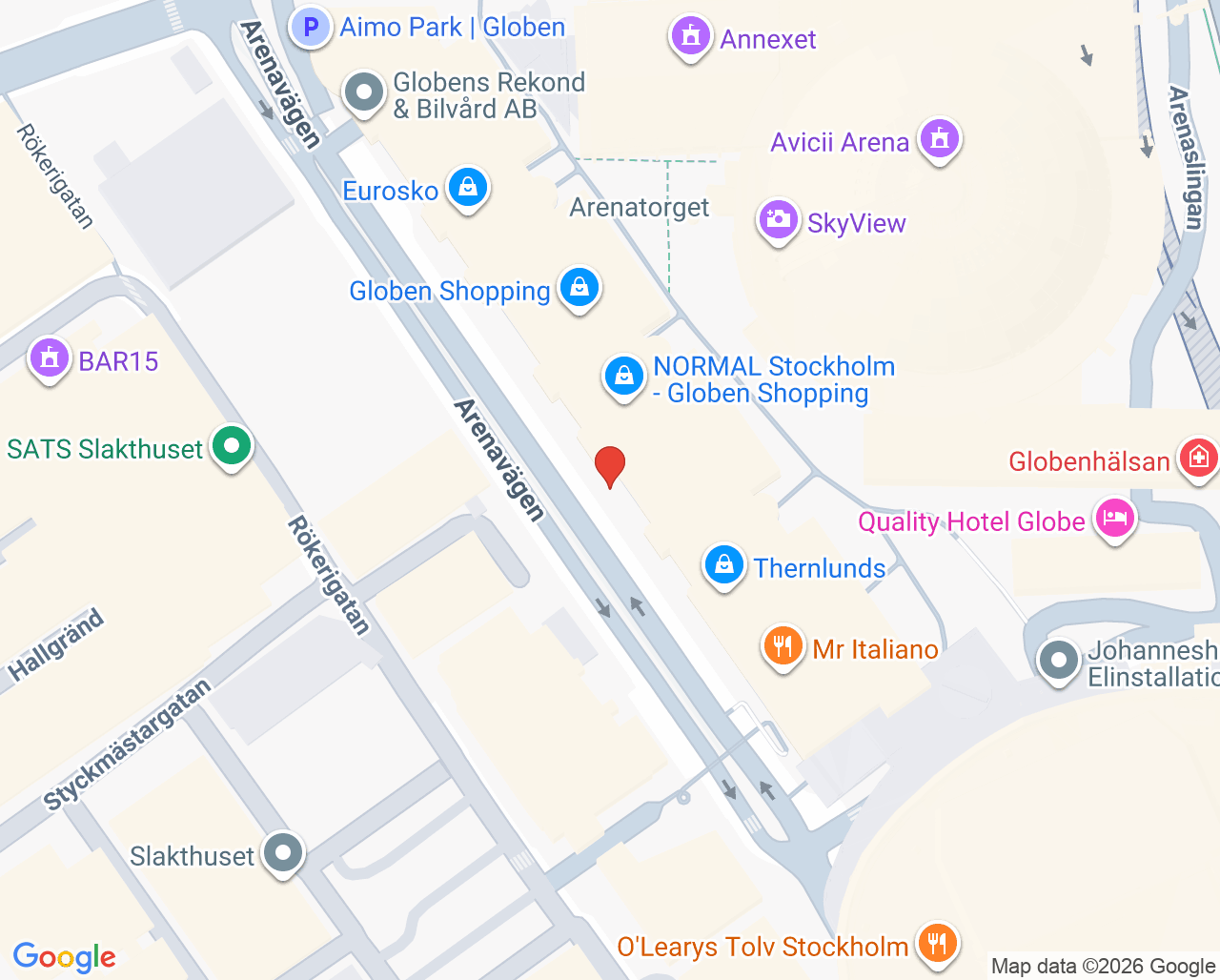 Karta till Capio Gynekologi Globen