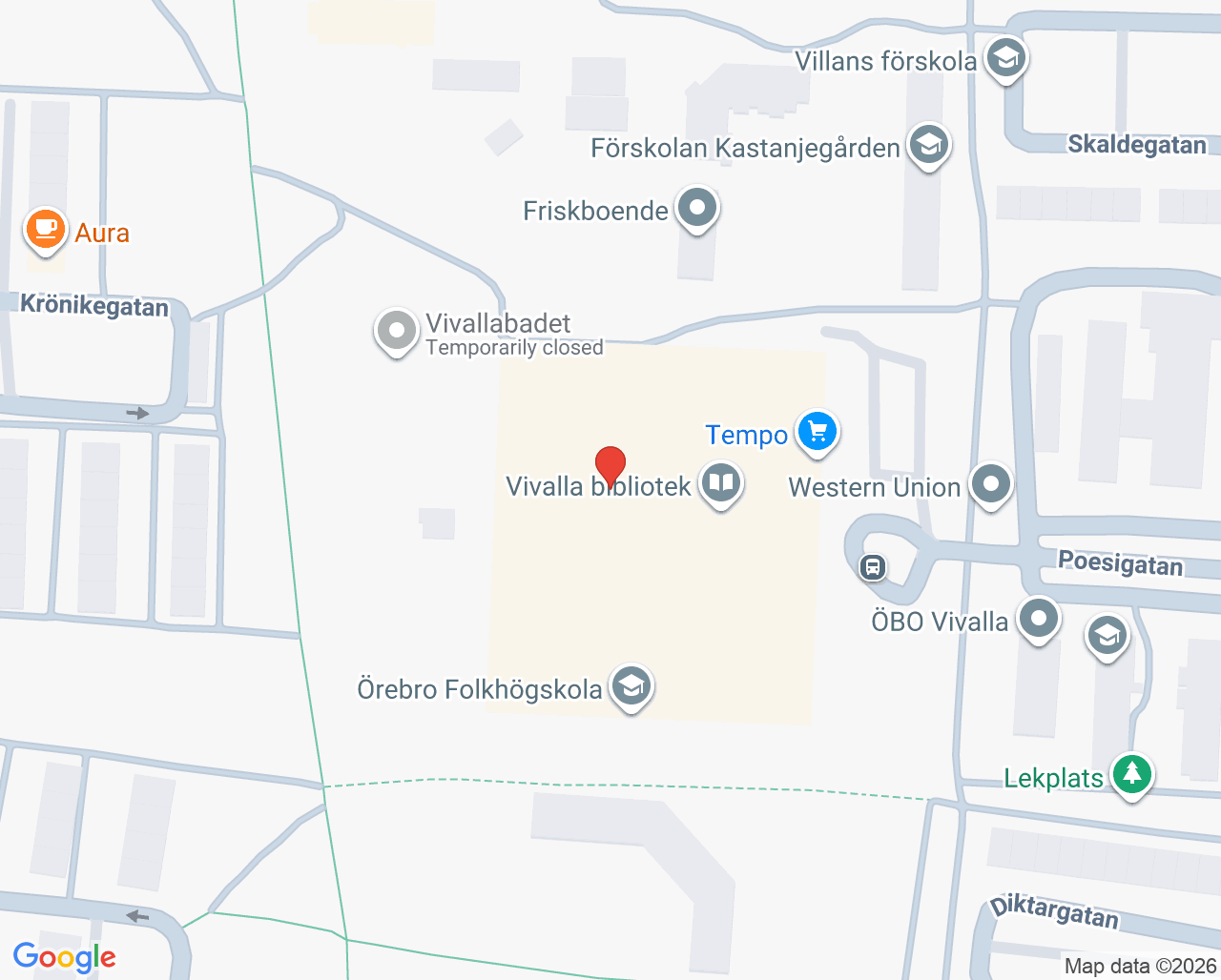Karta till Barnmorskemottagningen Vivalla/Lundby vårdcentral