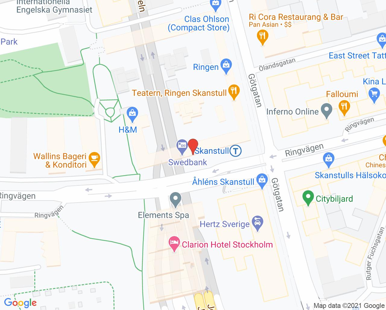 Karta till Unilabs Ringen närlaboratorium, Södermalm
