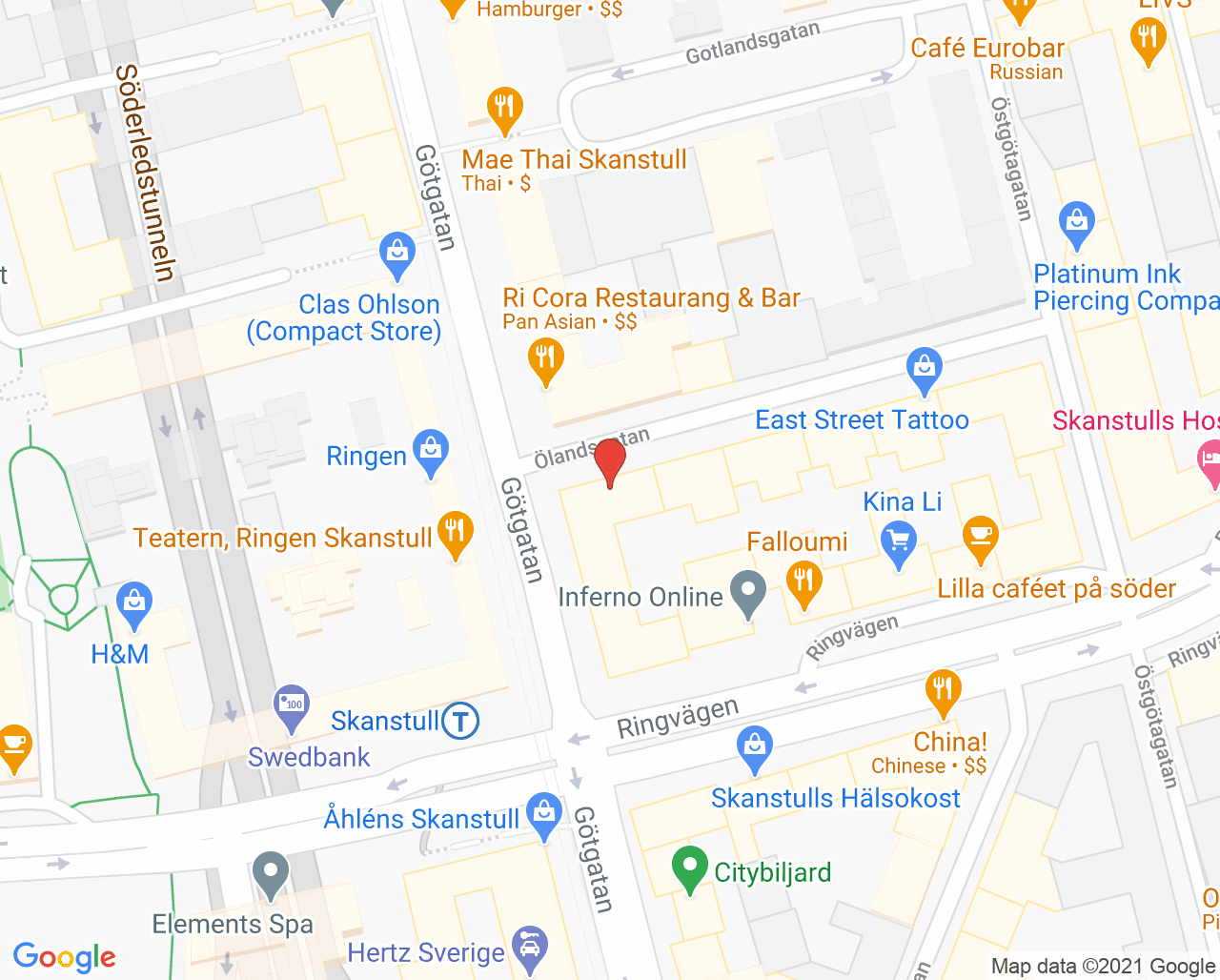 Karta till MediService - Kardiologi - Per Insulander, Södermalm