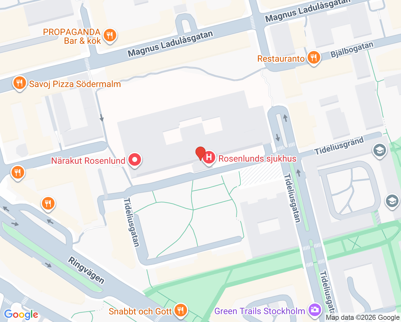 Karta till Logopedmottagningen Rosenlund