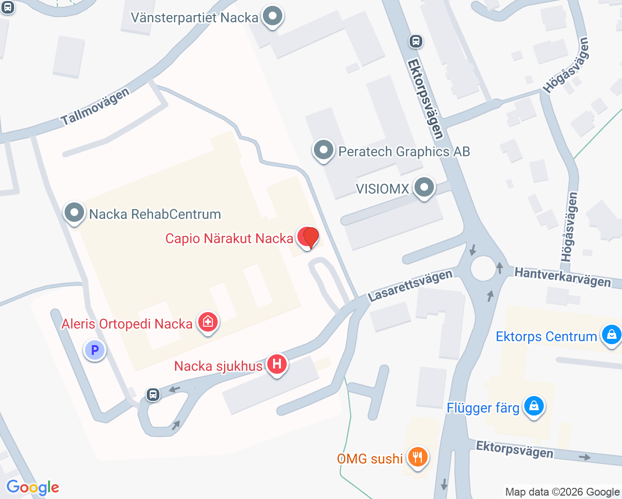 Karta till Närakut Nacka, Nacka