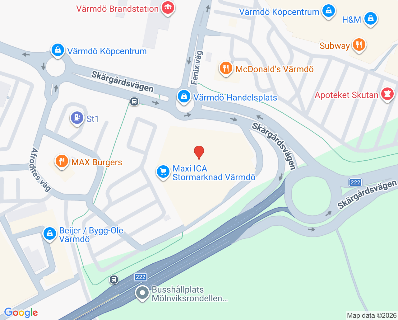 Karta till Min Doktor Vaccin ICA Maxi Värmdö