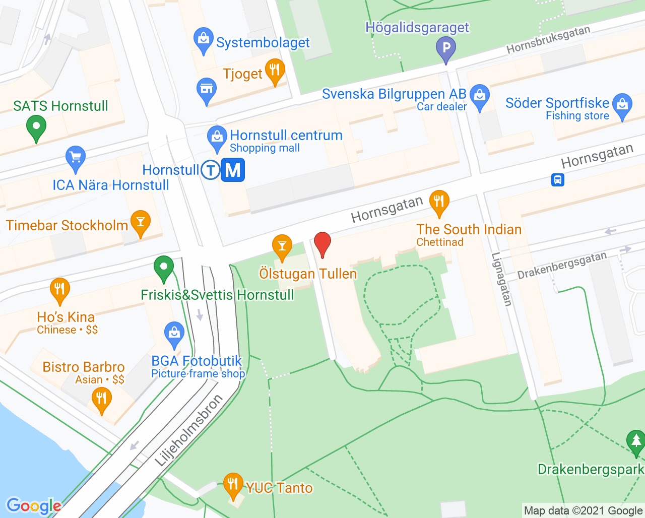 Karta till Kry Vårdcentral Hornstull