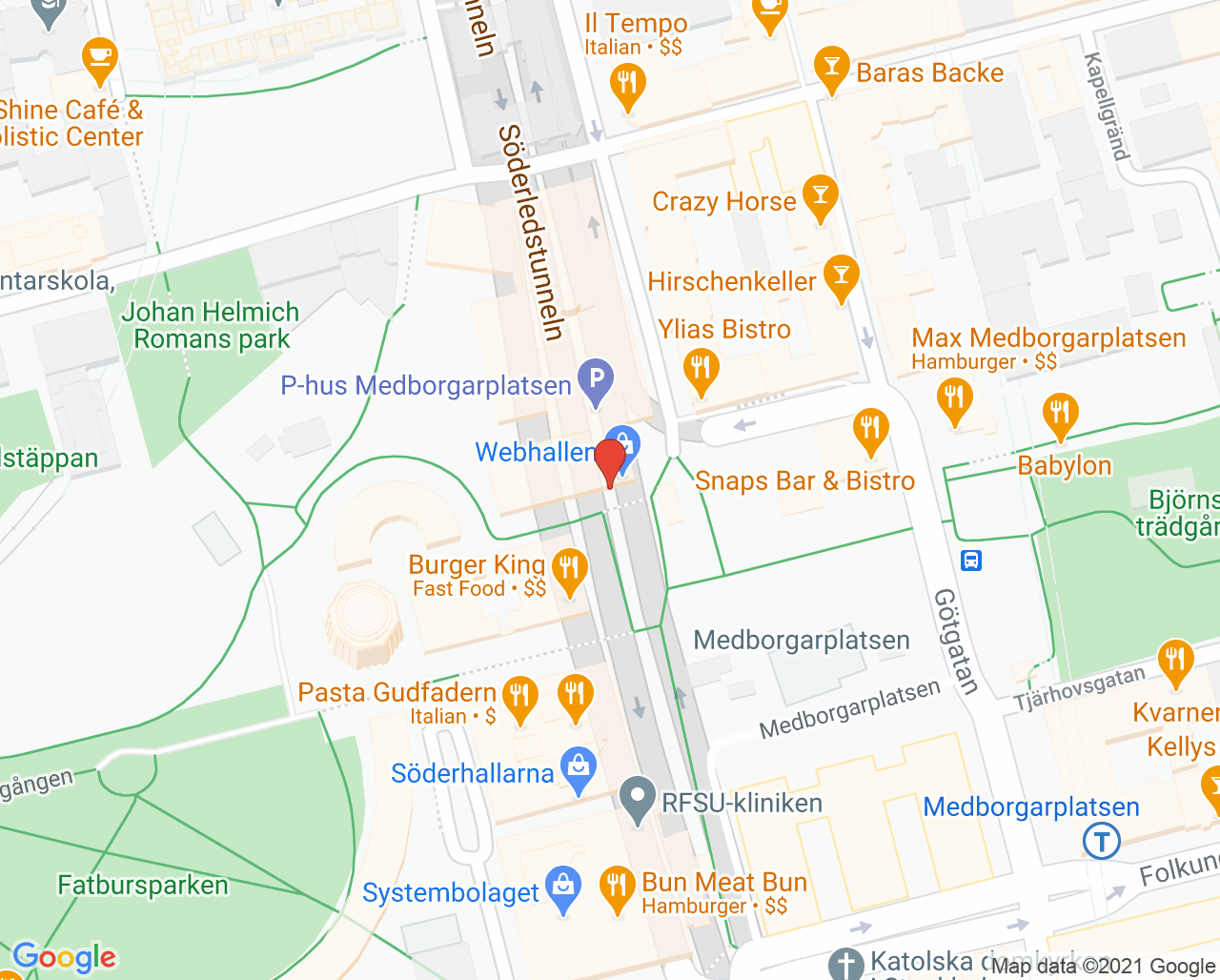 Karta till Capio Alva BUMM Medborgarplatsen ADHD, Södermalm