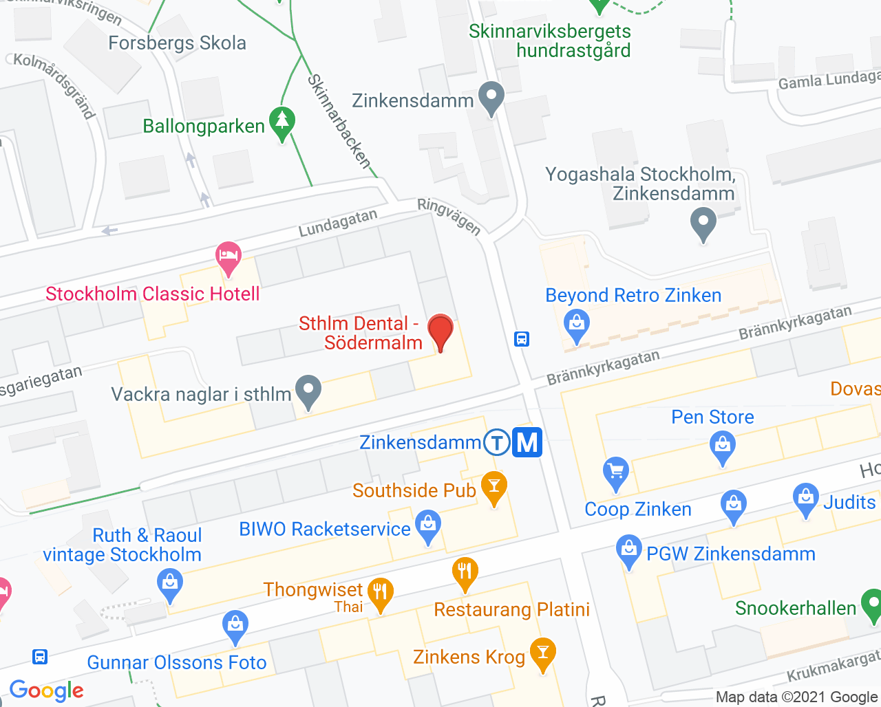Karta till Sthlm Dental Södermalm