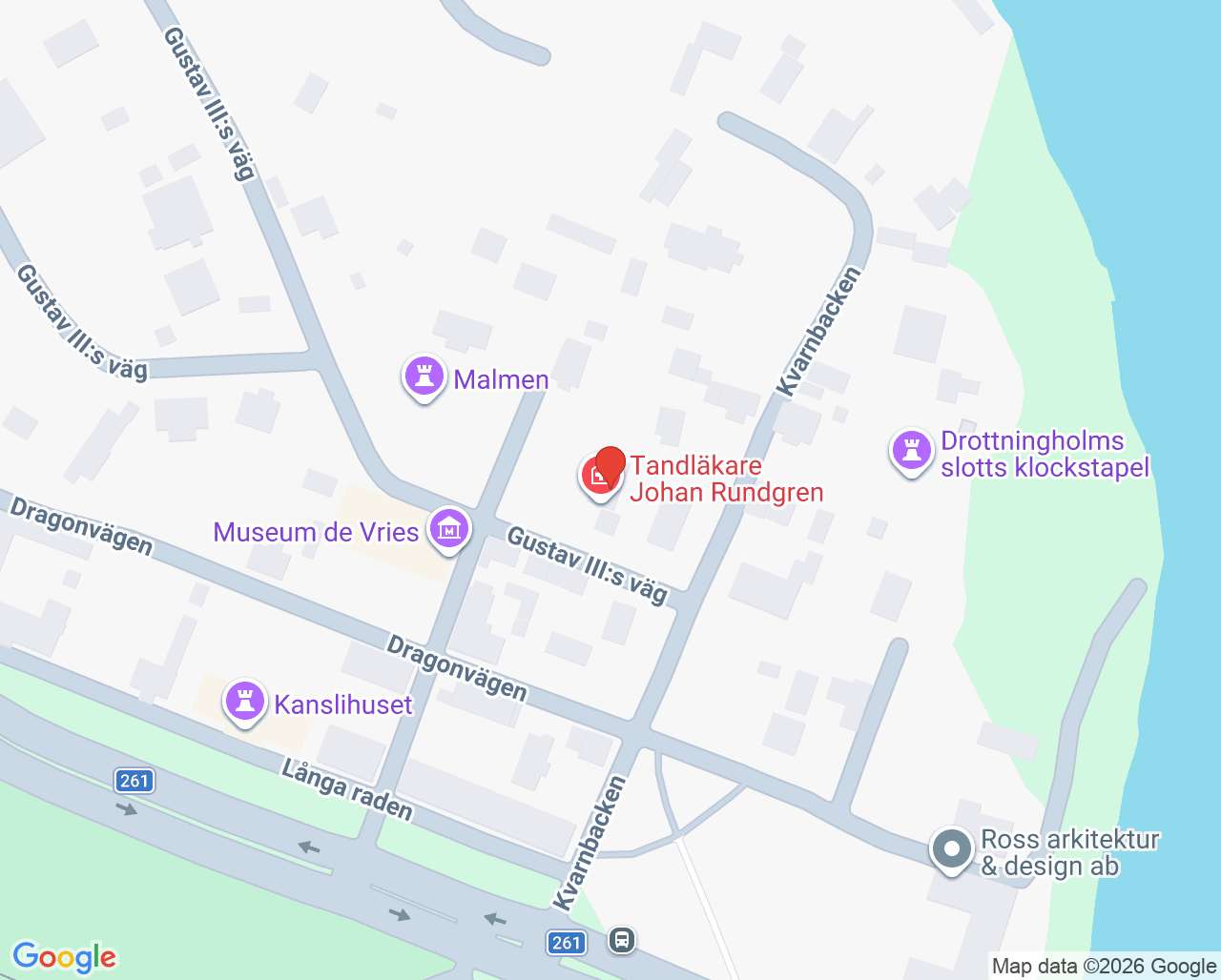 Karta till Tandläkare Johan Rundgren, Ekerö
