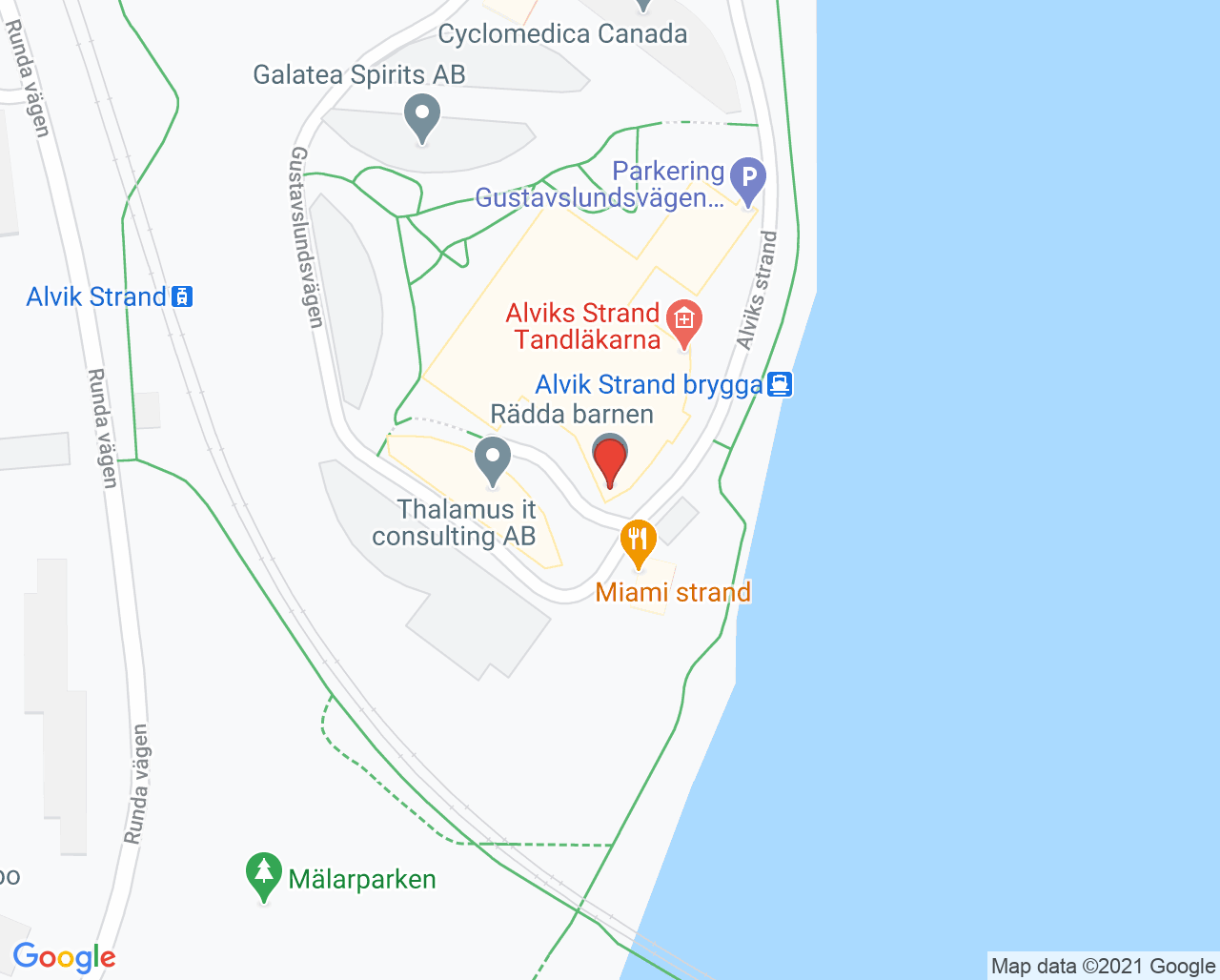 Karta till Alviks Strand Tandläkarna, Bromma