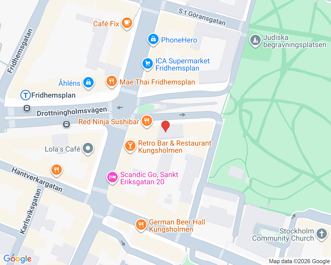 Karta till Doktor.se Fridhemsplans Vårdcentral, Kungsholmen