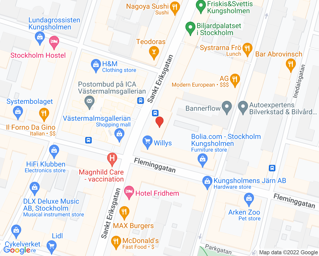 Karta till Synsam Recycling Outlet Stockholm Fridhemsplan