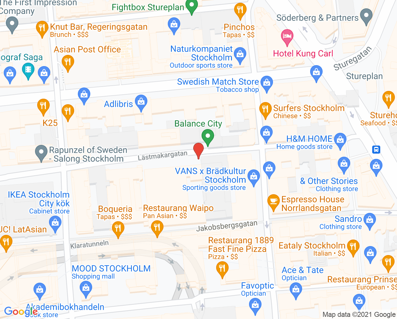 Karta till Ortodonti Akademin, Norrmalm